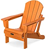 SERWALL Folding Adirondack Chair Patio Chair Lawn Chairs Outdoor Chairs Adirondack Chairs Weather Resistant for Patio Deck Garden, Backyard Deck, Fire Pit & Lawn Furniture - Orange