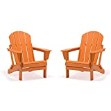 WestinTrends Outdoor Adirondack Chairs Set of 2, Plastic Fire Pit Chair, Weather Resistant Folding Patio Lawn Chair for Outside Deck Garden Backyardf Balcony, Orange