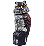 Hedoc Owl Decoy with Rotating Head, Natural Enemy Scarecrow Fake Owls to Scary Birds Away, Pest Repellent, Bird Control and Deterrent Outdoor Garden Protectors