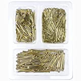 Tuplip Fe- 600pcs Finishing Nails Assortment Kit (3/4"in | 1"in | 1-1/2" in), Brad Head Hardware Nails Small 3 Sizes, Brass Plated Gold Nails for Picture Hanging/Wood/Decor/Plaster & Drywall