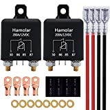Hamolar 2 Pack 12V 200 Amp Continuous Duty Relay Switch Car Starter Heavy Duty Split Charge 4 Terminal SPST Relays for Truck Boat Marine