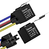 Hamolar 2 Pack 12V 40/30 Amp Car Relay DC 5 Pin SPDT and Harness - Heavy Duty 12 AWG Copper Wires Relays Kit Bosch Style for Automotive Truck Van Motorcycle Boat