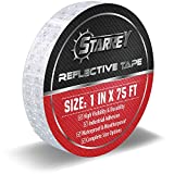 Starrey White Reflective Tape Self Adhesive Warning Tape 1IN x 75FT Outdoor Honeycomb Reflective Safety Tape-School Bus Stickers Conspicuity Solid Color Design