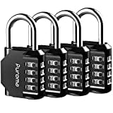 Puroma 4 Pack 1.3 Inch Combination Lock 4 Digit Outdoors Padlock for School Gym Locker, Sports Locker, Fence, Toolbox, Case, Hasp Storage (Black)