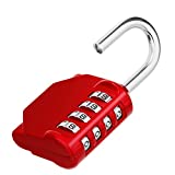 ZHEGE Combination Lock, 4 Digit Outdoor Combination Padlock for Gym, School, Gates, Doors, Hasps and Storage (Red)
