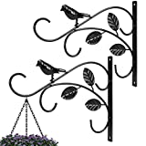 Siyzda Plant Hanging Bracket - 2 Pack Plant Hangers Outdoor/Indoor, Sturdy Metal Plant Hooks for Flowers Baskets Planter Bird Feeder Wind Chimes Solar Lanterns (Black)