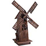 Sunnydaze Decorative Outdoor Wood Windmill - Dutch Inspired Outside Wooden Rustic Yard, Lawn and Garden Decor - Small Class Wind Mill Statue for Backyard and Patio - 34-Inch