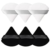 Pimoys 6 Pieces Pure Cotton Powder Puff Face Soft Triangle Makeup Puff for Loose Powder Body Powder, Wedge Shape Velour Cosmetic Sponge for Contouring, Under Eyes and Corners, Beauty Makeup Tool