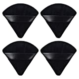 AMMON 4 Pieces Powder Puff, Triangle Soft Makeup Powder Puff, Face Makeup Sponge Puff Velour Makeup Puff Pure Cotton Powder Puff for Loose Mineral Powder Cosmetic Body Contouring Tools (Black)