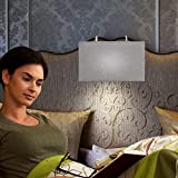 Headboard Reading Lamp, Linen Woven Shade, Sleek Modern Design, by: Ella Gancz. for headboards Up to 4 Inches Wide (Grey)