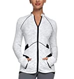 QUEENIEKE Womens Sports Jacket Slim Fit Full-Zip Size XXL Color Space Dye White