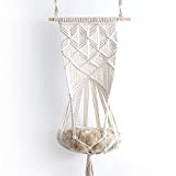 Macrame Cat Hammock Bed with Cushion- Cute Cat Hanging Bed - Hang on Wall, Ceiling, Window or Headboard, Boho Room Decor, Hanging Kit Included, Floating Cat Shelf Macrame Decor, Boho Wall Hanging