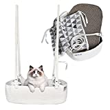 BAPELO Hanging Cat Bed, Window Perch or Wall Shelf for Indoor Cats, Cat Hammock with Soft Cushion and Scratchboard, Suits Large Cats