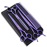 Purple Dragon 7.0 inch Rhinestone Decoration 3PCS Pet Grooming Scissors Dog Hair Cutting & Thinning Shears Set