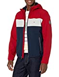 Tommy Hilfiger Men's Hooded Performance Soft Shell Jacket, red/white/navy, LARGE