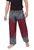 Banjamath Mens Yoga Harem Lounge Boho Parachute Loose Baggy Pants (Mandala Red, Waist 36-40)