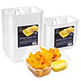 KLINEUS Nacho Trays for Party, 6x5 inches Nacho Trays Disposable, 2 Compartments Clear Plastic Nacho Containers with Chip and Dip Holder, Nacho Tray for Kids, Movie Theater, Festivals (50Packs, 12 OZ)