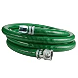 Suction Pump Water Hose with Pump Threads/Camlock - Green Trash Pump Hose - 2" x 20'