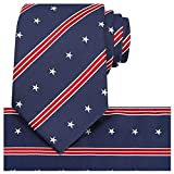 KissTies 100% Silk Tie America Ties Navy Necktie+Pocket Square+Magnetic Box