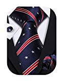 Barry.Wang America Flag Ties for Men Blue and Red Star Neckties Formal
