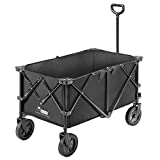 VIVOHOME Heavy Duty 176 Lbs Capacity Collapsible Folding Outdoor Utility Wagon Patio Garden Cart with 2 Drink Holders and Wheels for Camping and Picnic