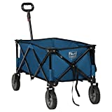 TIMBER RIDGE Collapsible Outdoor Folding Wagon Cart Heavy Duty Camping Patio Shopping Garden Cart with Side Bag Cup Holder