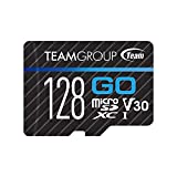 TEAMGROUP GO Card 128GB Micro SDXC UHS-I U3 V30 4K for GoPro & Drone & Action Cameras High Speed Flash Memory Card with Adapter for Outdoor, Sports, 4K Shooting, Nintendo-Switch TGUSDX128GU303