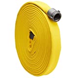 Fire Hose - 1 1/2" x 50' Lay Flat Water Hose - Made in the USA - Yellow Firefighter Hose - NH Couplings