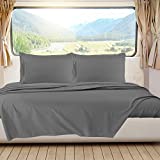 Nestl Short Queen Sheets, RV Sheets Set for Campers, Deep Pockets Fitted RV Bunk Sheets, 4-Piece 1800 Microfiber Bed Sheet Set, Cool & Breathable, RV Queen Sheets, Charcoal Stone Gray