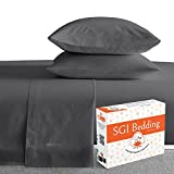SGI bedding RV King Sheets Luxury Soft 100% Egyptian Cotton -Classic Collection Bed Sheet Set for RV King 72x80 Mattress Dark Gray Solid 600 Thread Count Deep Pocket...