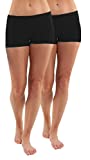 iloveSIA Women's Yoga Shorts Cotton Yoga Shorts Pack of 2 US Size S Black+Black