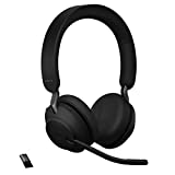 Jabra Evolve2 65 MS Wireless Headphones with Link380a, Stereo, Black  Wireless Bluetooth Headset for Calls and Music, 37 Hours of Battery Life, Passive Noise Cancelling Headphones