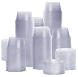 [200 Sets - 2 oz.] Plastic Disposable Portion Cups with Lids, Souffle Cups, Jello Cups