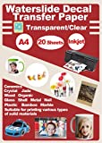 Rolurious 20 Sheets DIY A4 Inkjet Waterslide Decal Transfer Paper Sheets Transparent Clear for Inkjet Printer