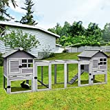 GUTINNEEN Rabbit Hutch Bunny Cage Expandable Indoor Outdoor Wooden Rabbit Cage Bunny Hutch with Run with Plastic Tray (103.2" L, 2 Sets Packing)