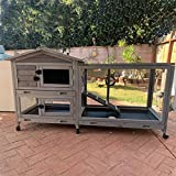 Outdoor Rabbit Hutch Indoor Bunny House on Wheels Large Guinea Pig Cage with Run for Any Small Animals,Removable Pull Out Tray