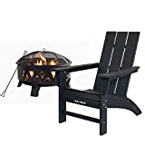 POLYDUN Adirondack Chair, Outdoor Weather Resistant Plastic Patio Chairs Easy Assemble & Maintain for Outside, Deck, Garden, Backyard, Fire Pit Chairs (Black)