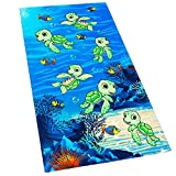 Softerry - Happy Little Turtles Beach Towel 28 x 51 inches (70 x 130cm) 100% Cotton Soft and Absorbent