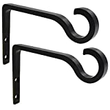 QIEGL Hanging Plant Bracket 6inch Metal Plant Hook Shepherds Hook Decorative Wall Plant Hanger for Hanging Lanterns, Bird Feeder, Flower Basket, Home Decor Indoor & Outdoor 2 Pack (Black)