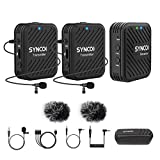 SYNCO-G1(A2)-2.4GHz-Wireless-Lavalier-Microphone-System with 2 Transmitter/1 Receiver Kit, 50m Transmission Range Real-time Monitoring for Smartphone DSLR Camera Camcorder Recorder