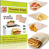 Grilled Cheese Toaster Bags Set of 3 - Non-stick Reusable Grill Cheese Tosta Bag - Toasted Sandwich Bags - Microwave Oven Toast Pouch - Toasta Maker - Toasting Toasters Sleeves by AZ-GRILL & kitchen