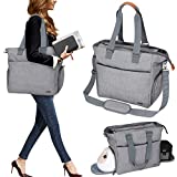 Luxja Breast Pump Tote with Pockets for Laptop and Cooler Bag, Breast Pump Bag for Working Mothers (Fits Most Major Breast Pump), Gray