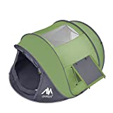 AYAMAYA Pop Up Tent 4 Person Tents for Camping with Skylight, Waterproof Family Tent with Removable Rainfly Automatic Setup in Second, 2 Doors & Side Windows 3-4 People Instant Easy Popup Beach Tent