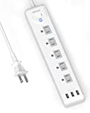 2 Prong Power Strip, WRXDMC 2 Prong to 3 Prong Outlet Adapter, 5ft Extension Cord with Polarized Plug, 1680J Surge Protector, 5 AC Outlets & 3 USB, Wall Mountable, Ideal for Non-Grounded Outlets