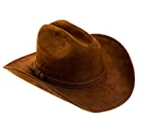 Leather Cowboy Hat, Real Suede Cowhide Hat for Men and Women, Fashion Outback Western Style Brown