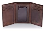 Stealth Mode Trifold Leather Wallet for Men with RFID Blocking (Brown)