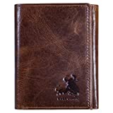 Bull Guard Best Leather Men's RFID Trifold Wallet With ID Great Outdoor Wallet