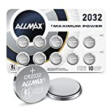 Allmax CR2032 Maximum Power Lithium Coin 3V Batteries (10 Count)  Ultra Long-Lasting, 10-Year Shelf Life, Leakproof Design  Perfect for Key Fobs & Watches