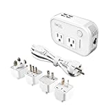 FOVAL Power Step Down 220V to 110V Travel Voltage Converter International Power Adapter for Hair Straightener/Curling Iron with 4-Port USB Charging US/UK/AU/IT/EU Universal Plug Adapter