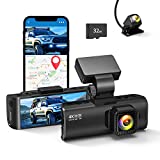 REDTIGER Dash Cam Front Rear, 4K/2.5K Full HD Dash Camera for Cars, Free 32GB SD Card, Built-in Wi-Fi GPS, 3.18 IPS Screen, Night Vision, 170Wide Angle, WDR, 24H Parking Mode